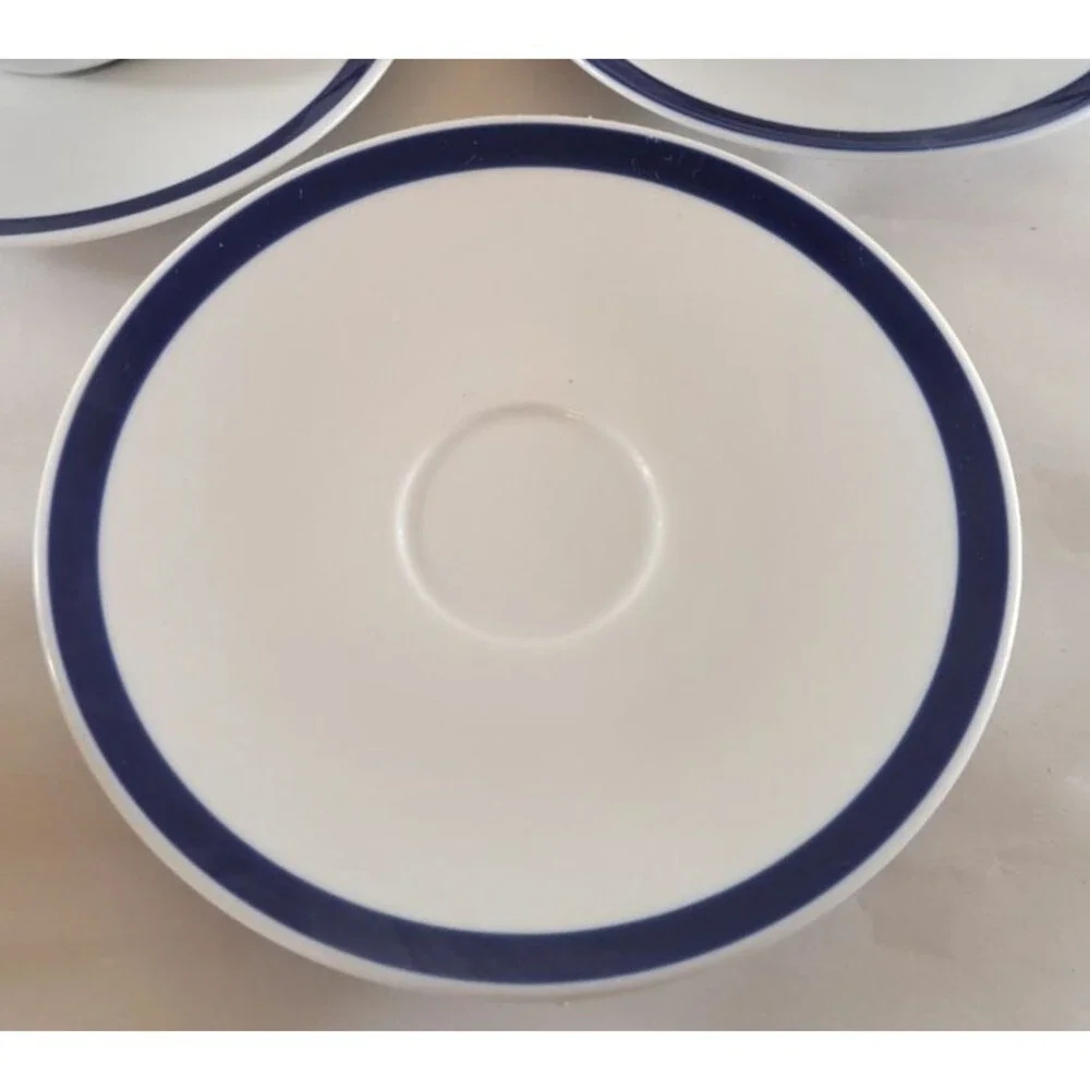 Williams Sonoma Brasserie Blue Tea Coffee Cups & Saucers Set of 6 Japan